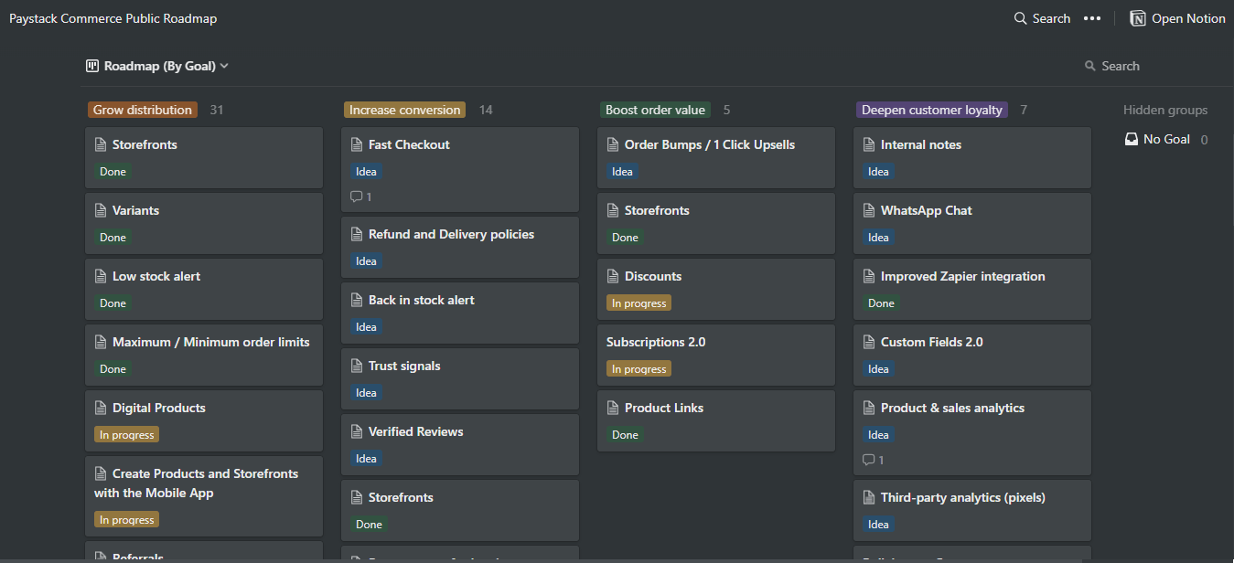 Paystack Commerce Public Product Roadmap