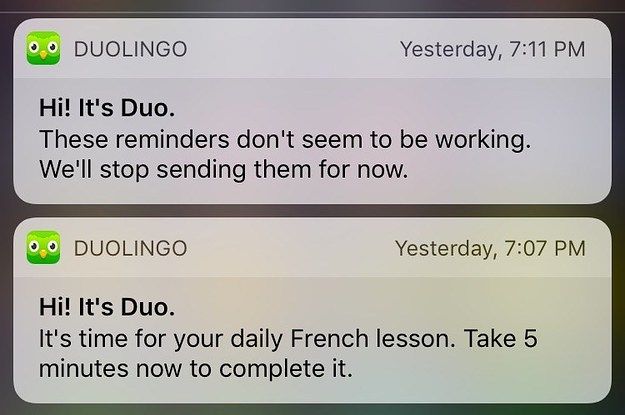 Push notification from Duolingo